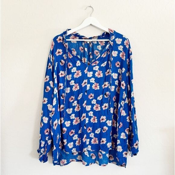 Lucky Brand Umi Floral Peasant Top Plus Size 3X - Picture 2 of 13